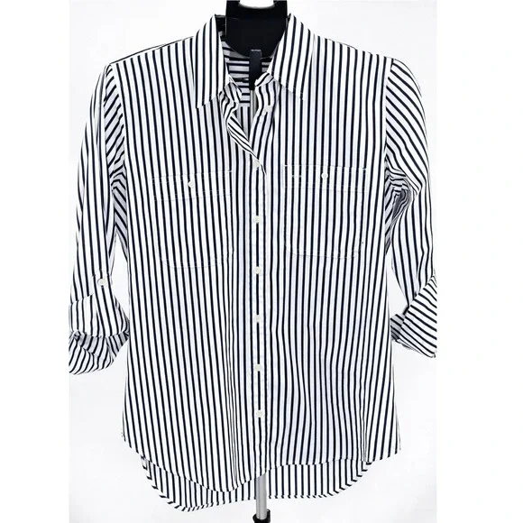 Ralph Lauren Black 100% Cotton Label Nautical Coastal Grandma Button Up, Medium - Picture 1 of 3